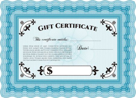 Vector Gift Certificate template. Complex design. Easy to print. Detailed.