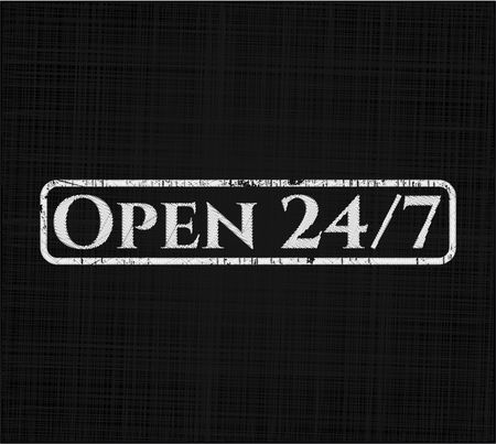 Open 24/7 written with chalkboard texture