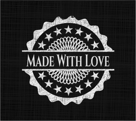 Made With Love chalk emblem written on a blackboard