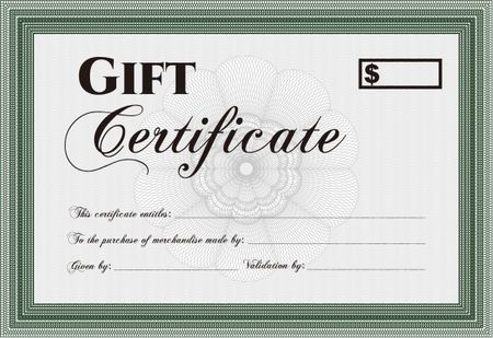 Retro Gift Certificate. Border, frame.With complex linear background. Good design. 