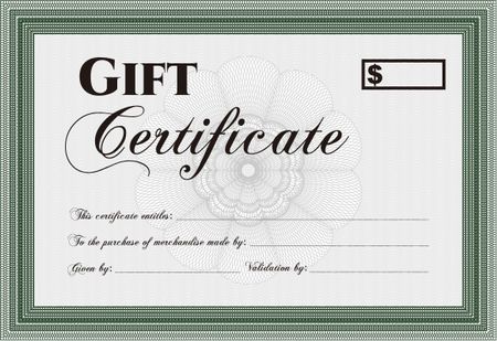 Retro Gift Certificate. Border, frame.With complex linear background. Good design.