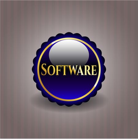 Software blue emblem or badge