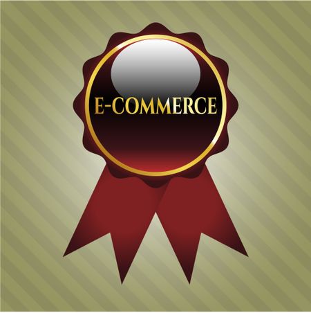 e-commerce red ribbon, emblem or badge