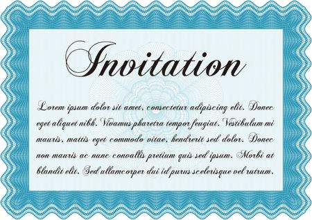Formal invitation template. Vector illustration.With complex linear background. Excellent design. 