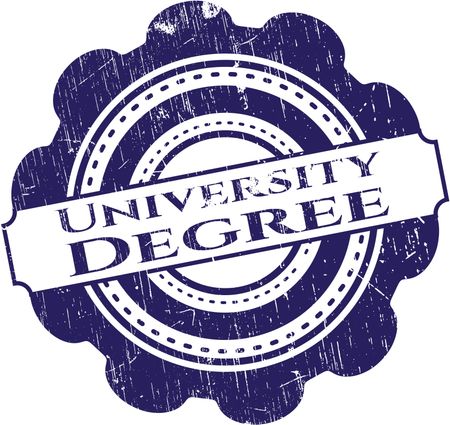 University Degree rubber seal with grunge texture
