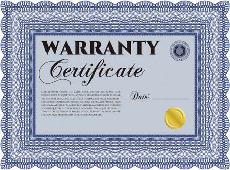 Warranty Certificate. It includes background. Complex frame design. Vector illustration. 