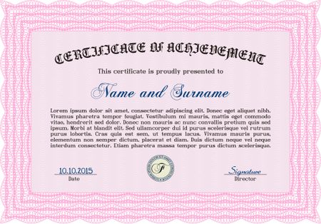 Certificate template. Vector pattern that is used in currency and diplomas.Printer friendly. Artistry design. 