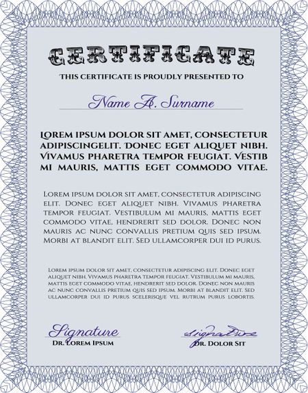 Certificate of achievement. Easy to print. Vector illustration.Retro design. 