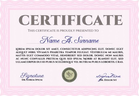 Sample Certificate. Easy to print. Customizable, Easy to edit and change colors.Sophisticated design.