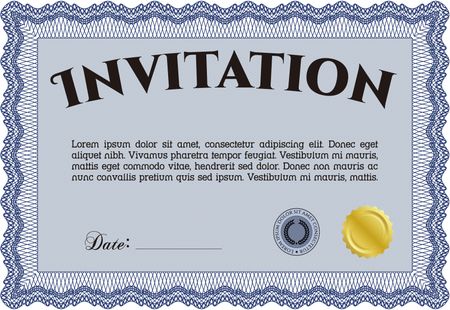 Formal invitation template. Complex design. With guilloche pattern. Customizable, Easy to edit and change colors.