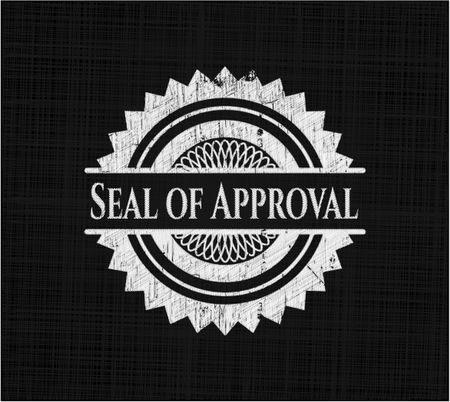 Seal of Approval chalk emblem written on a blackboard