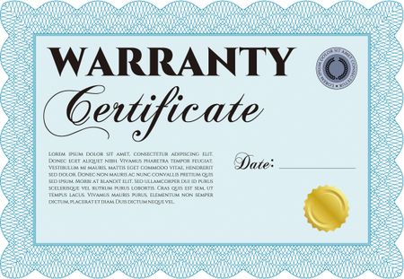 Template Warranty certificate. With complex background. Complex frame. Very Customizable. 