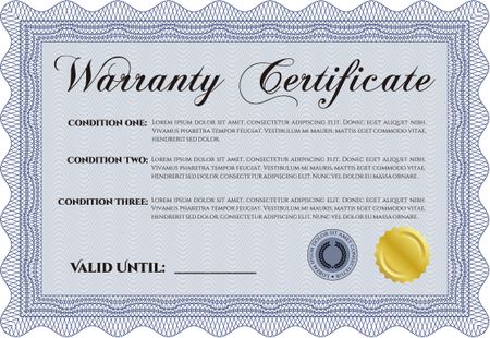 Sample Warranty. Vector illustration. It includes background. Complex design.