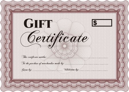 Vector Gift Certificate template. Vector illustration.Printer friendly. Lovely design. 