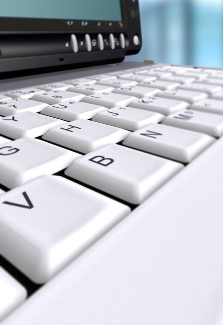 Laptop computer keyboard made in 3d - Focus around the H key