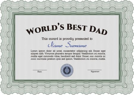 World's Best Dad Award Template. Detailed.With quality background. Artistry design. 
