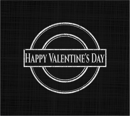 Happy Valentine's Day chalk emblem written on a blackboard