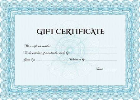 Gift certificate. Customizable, Easy to edit and change colors.With guilloche pattern and background. Excellent complex design. 