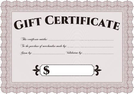 Formal Gift Certificate template. Artistry design. Printer friendly. Customizable, Easy to edit and change colors.