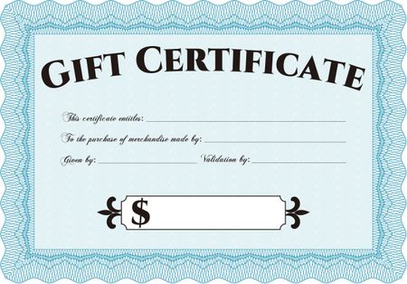 Formal Gift Certificate. Vector illustration.Elegant design. Printer friendly. 
