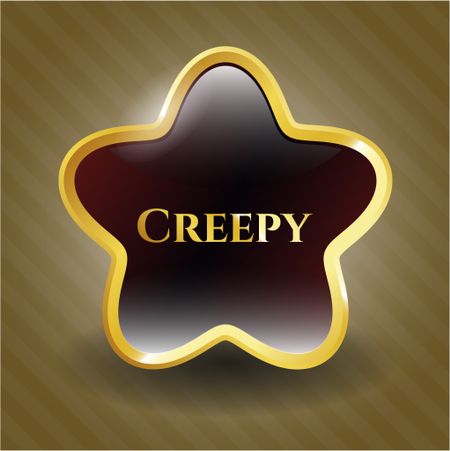 Creepy gold shiny badge