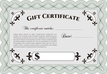 Gift certificate template. Printer friendly. Excellent design. Vector illustration.