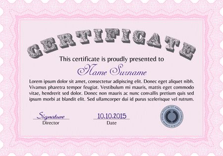 Diploma or certificate template. Vector pattern that is used in currency and diplomas.Artistry design. Complex background. 
