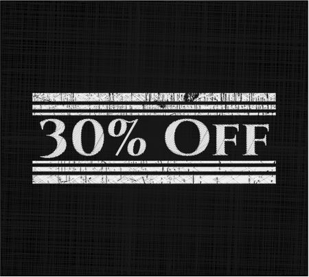 30% Off chalkboard emblem written on a blackboard