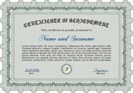 Sample certificate or diploma. Border, frame.With quality background. Nice design. 