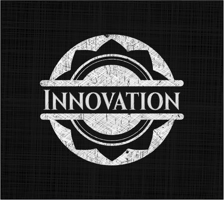 Innovation chalkboard emblem on black board