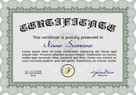 Certificate of achievement template. Customizable, Easy to edit and change colors.With guilloche pattern and background. Sophisticated design. 
