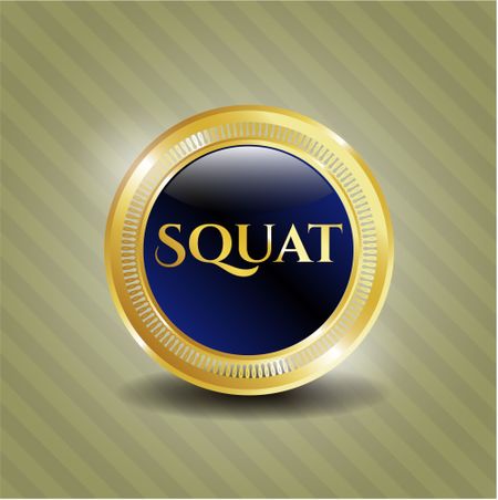 Squat gold shiny badge