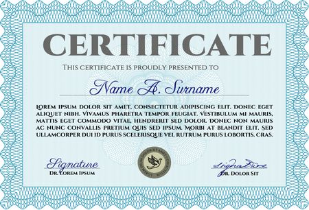 Diploma template or certificate template. With guilloche pattern and background. Vector pattern that is used in money and certificate.Good design. 