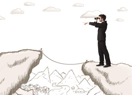 businessman-standing-hand-drawn-edge-mountain-334007573 Businessman standing on the hand drawn edge of mountain