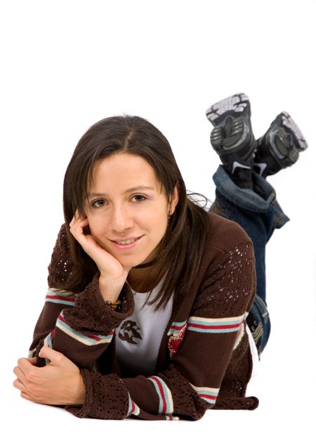 female-portrait-floor-smiling-isolated-white-3340752 female portrait on the floor where she is smiling - isolated over a white background