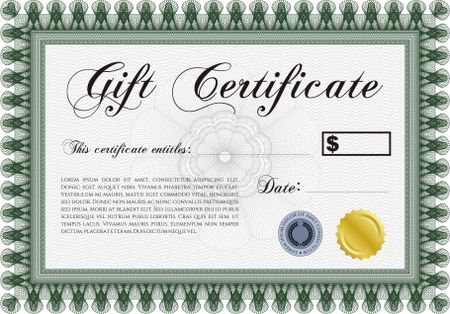 Vector Gift Certificate. Superior design. Complex background. Detailed.