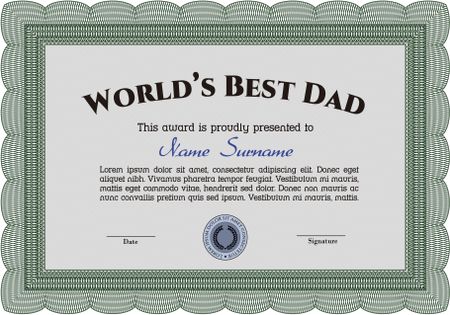 World's Best Father Award Template. Complex background. Border, frame.Complex design. 