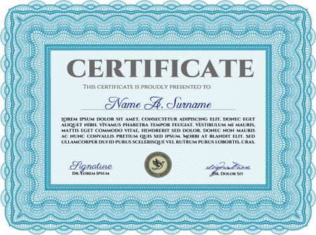 Certificate of achievement template. Artistry design. Frame certificate template Vector.With great quality guilloche pattern.