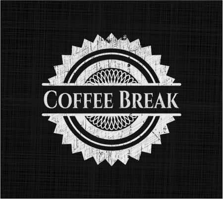 Coffee Break chalkboard emblem on black board