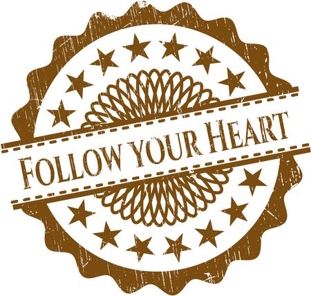 Follow your Heart grunge stamp