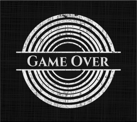 Game Over chalkboard emblem on black board