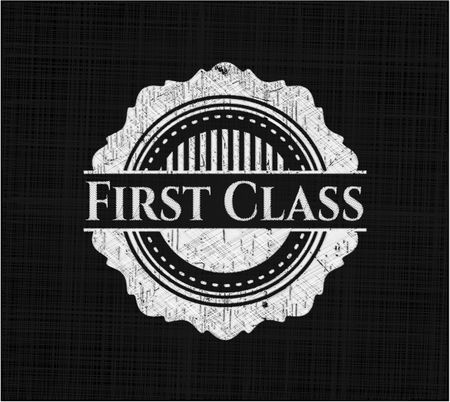 First Class chalkboard emblem on black board