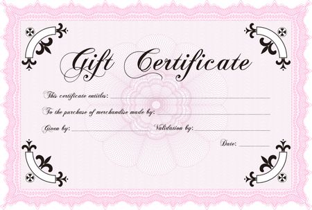 Gift certificate template. Lovely design. Easy to print. Vector illustration.