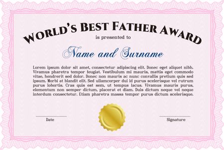 World's Best Dad Award Template. Complex design. Complex background. Vector illustration.