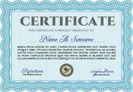 Certificate template or diploma template. With linear background. Vector illustration.Lovely design. 
