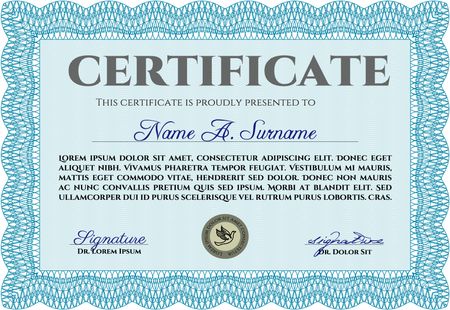 Certificate template or diploma template. With linear background. Vector illustration.Lovely design.