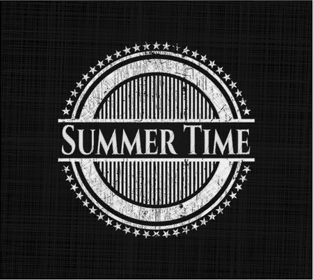 Summer Time chalkboard emblem written on a blackboard