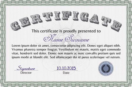 Certificate of achievement template. With background. Vector illustration.Cordial design. 