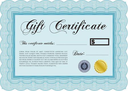 Modern gift certificate. Complex design. With great quality guilloche pattern. Detailed.