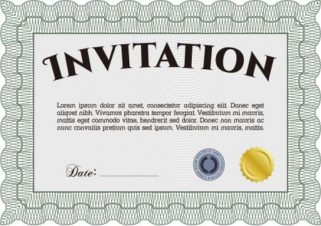 Vintage invitation. Customizable, Easy to edit and change colors.Good design. Printer friendly. 